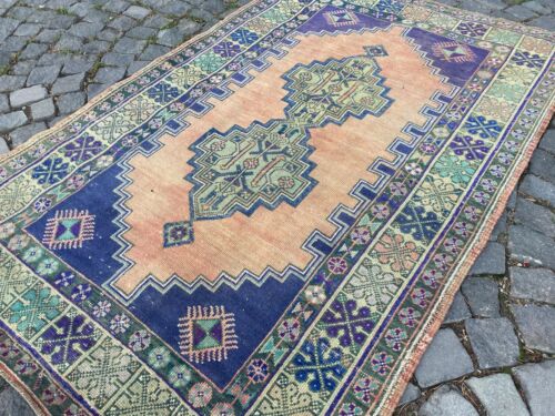 Wool rug,Handmade rug,Turkish rug,Bohemian area rug,Vintage rug 3,6 x 6,0 ft - Picture 2 of 10