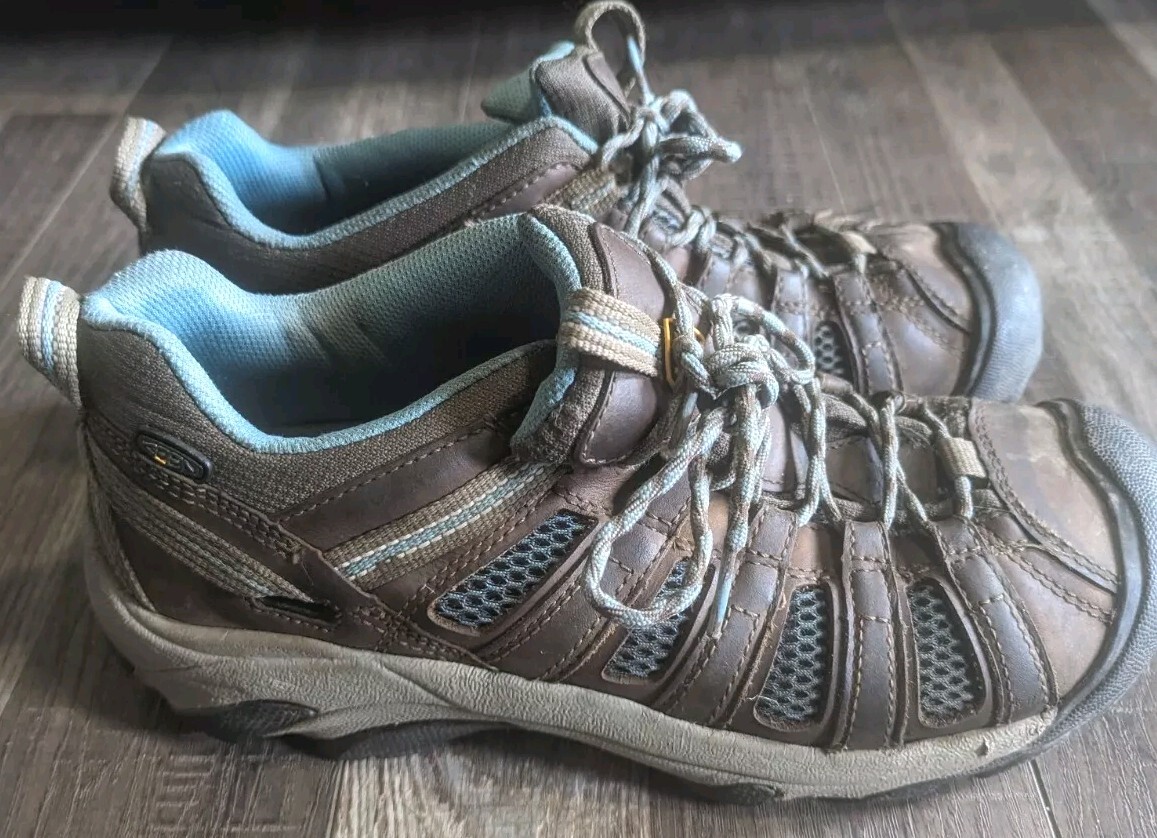 Scarpe da tennis trekking Keen in pelle marrone da uomo 10 5