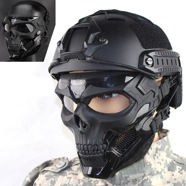 IMeshbean Tactical Airsoft Helmet With Paintball Full Face Mask Built-in Headset - Foto 3