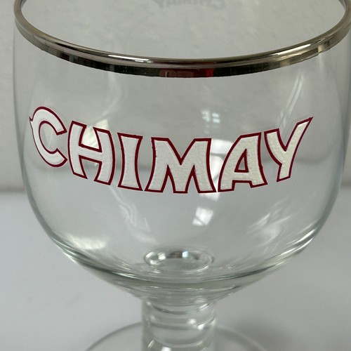 Chimay Beer Glass Chalice Stemmed Goblet Belgium Pub Bar Silver Rim - Picture 2 of 8