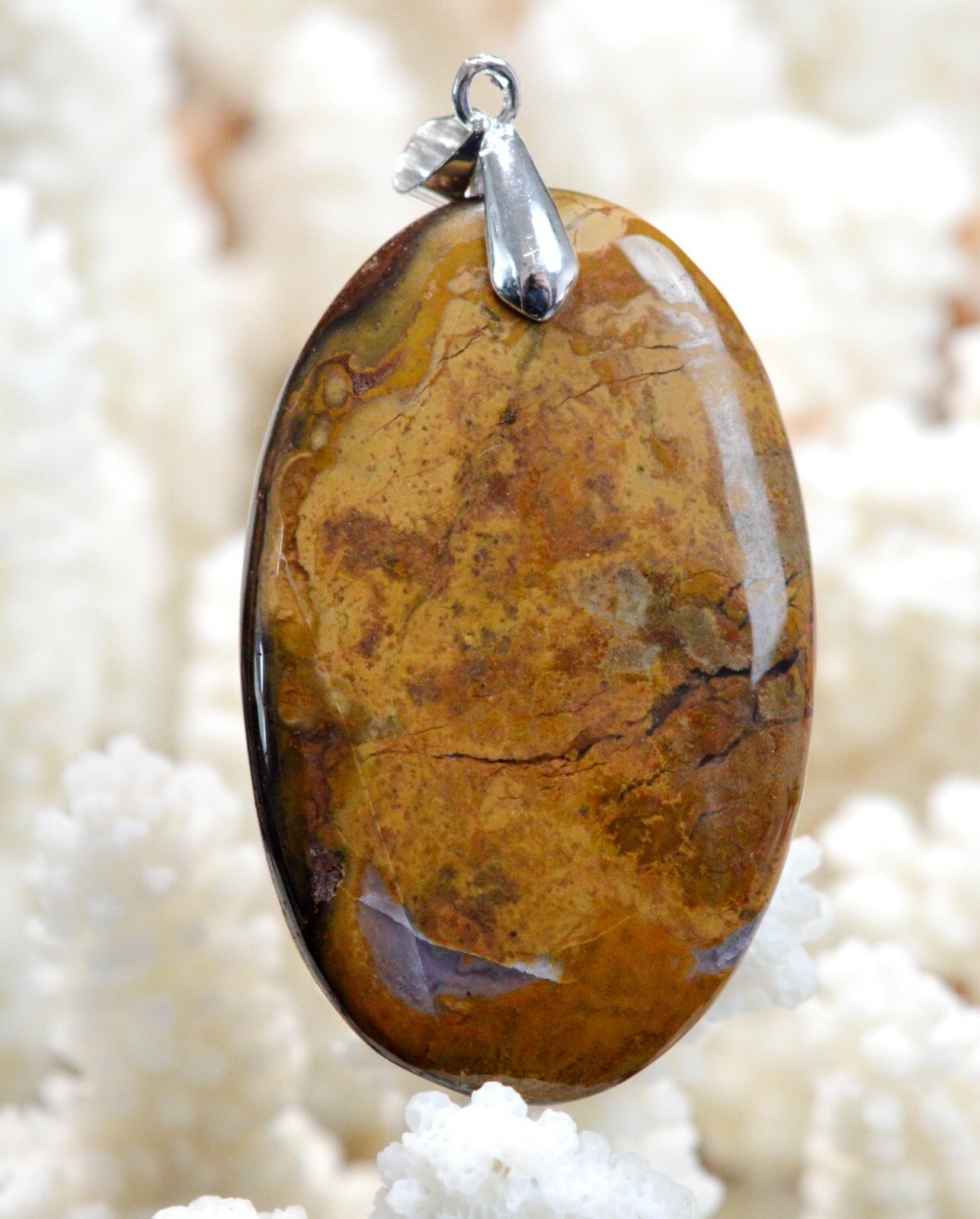 Jaspe 77 carats pendentif cabochon pierre naturelle Maroc bijoux minéraux BY13
