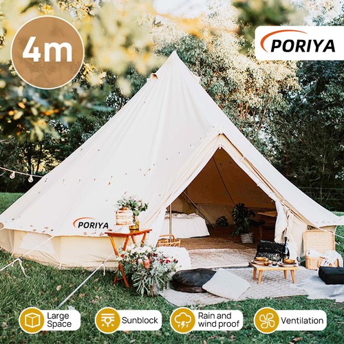PORIYA Outdoor Regatta Canvas Bell Tent, Luxury Glampinng Yurt Bell Tent - Picture 18 of 18