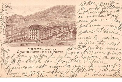 39. No. 103450.morez.advertising postcard.grand hotel de la poste.