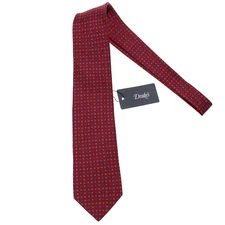 Drake's NWT Neck Tie in Red w/ Blue & Yellow Floral / Square Pattern 100% Silk