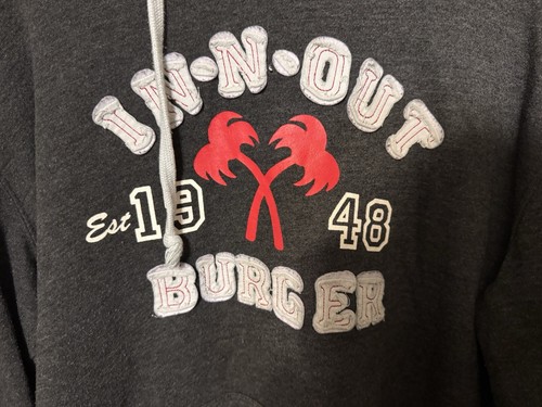 In N Out Burger Gr. Large anthrazit grau Logo Hoodie Stickerei Buchstaben Pullover - Bild 2 von 4