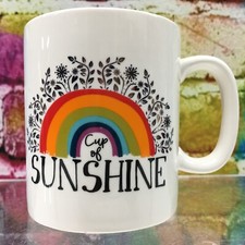 Cup Of Sunshine Natural Life Coffee Mug Cup Tea Rainbow Flowers Give Love Laugh