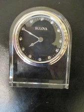 Bulova Glass clock Desk, Table-top, Mantle, Shelf Quartz-tested