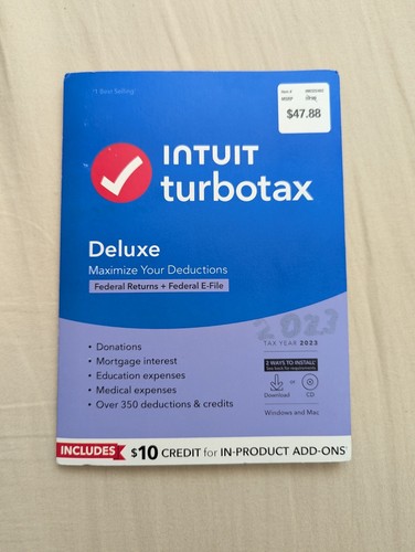 TurboTax 2023 Deluxe Federal Tax Software for Windows and Mac, W/Code