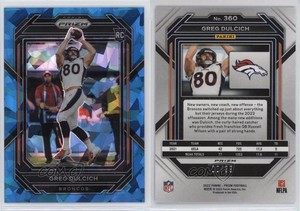 2022 Panini Prizm Rookies Blue Ice Prizm /99 Greg Dulcich #360 Rookie RC