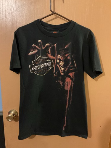 Vtg Harley Davidson Medium Tshirt Creepy Jester Holding Logo Butler PA