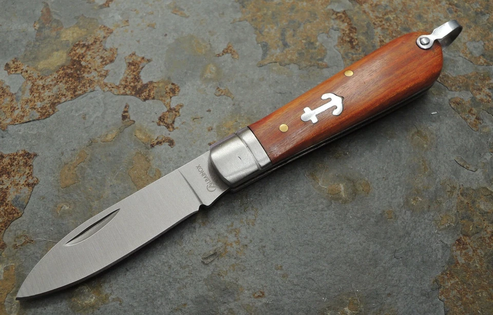 Albainox Messer Taschenmesser Bootsmesser Graft Knife Holzgriff Ankermotiv 18188