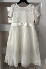 First communion/Wedding Flower Girl White Gown Lace And Tulle Size 14Plus