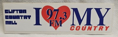 #ad Vintage Bumper Sticker Clifton Country Mall 97.3FM Radio Station I ❤️ My Country $19.99