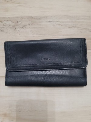 Rolfs Leather Wallet Womens Vintage Black Tri Fold Long Wallet Card Holder