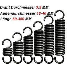 Zugfeder mit Haken,Zugfedern Feder 65Mn Federstahl,d=3,5mm,&Oslash;&nbsp;18-40mm,L=60-350mm