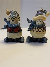 Vintage Folk Art Festive Snowmen Christmas Ornament,Holiday Decoration