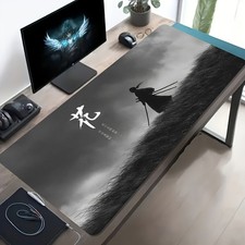 1pc Large Size Esports Gaming Mouse Pad, Samurai Silhouette Black And White St