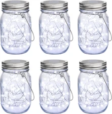 Mason Jar Solar Lights 30 Leds, 6 Pack Hanging Solar Lanterns Outdoor, Waterproo