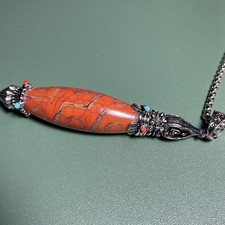 Tibetan Nine Eye Dzi Bead Pendant Agate Necklace Unisex Bohemian Style Jewelry