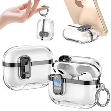 for Airpods Pro 3 Case with Secure Lock  Stand  Keychain DDT Clear  Compatibl