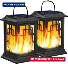 Solar Lanterns Outdoor Waterproof, Hanging Solar Lights 2 Pack
