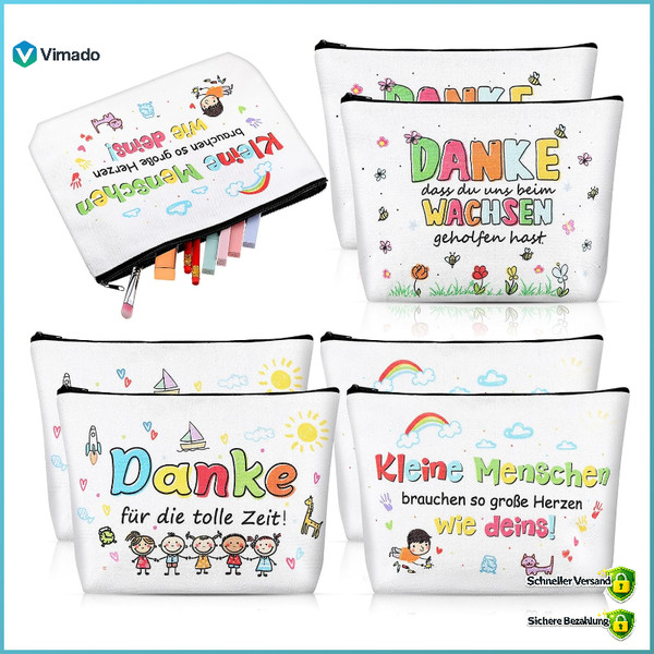 Kosmetiktasche 6Er Set Abschiedsgeschenk FüR Erzieherin DankeschöN Kita Lehrer-image