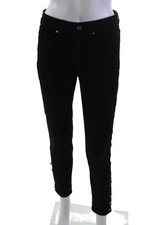 Karen Millen Womens Cropped Ankle Pants Black High Rise Button 27in Size 4