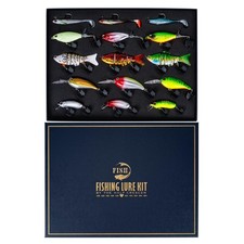 Fishing Lures Kit for Diving Bass/Trout/Pike with Lifelike Action, Fishing Ge...