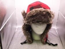 Insulated Trapper Hat Quilted Lining Fur Accents Adult Large Buckle Snap