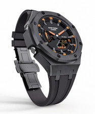 Casioak Custom Modded Metal Watch GA-2100-1A4 Mod Gunmetal Black Strap GA2100