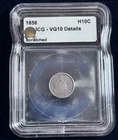 1858 Seated Liberty Half Dime No Arrows, ICG VG10 Details Scratched