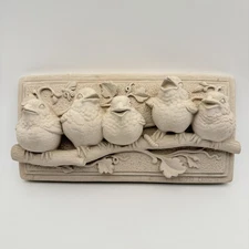 Vintage 1990 George Carruth Concrete Plaque Singing Baby Birds Garden Decoration