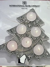 International Silver Company Christmas Tree Tabletop Tealight Candle Holder BOX