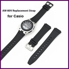 Watch Band for Casio AW-80 AW-82 Electronic Watch Rubber Resin Strap Black