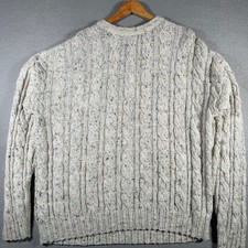 Vintage Chaps Ralph Lauren Mens XL Cream Cable Knit Sweater Cotton Made in USA