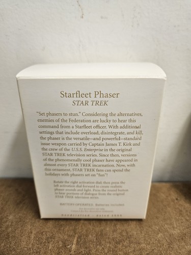 HALLMARK Keepsake Ornament 2009 STAR TREK STARFLEET PHASER NUOVO nella SCATOLA! - Foto 6 di 6