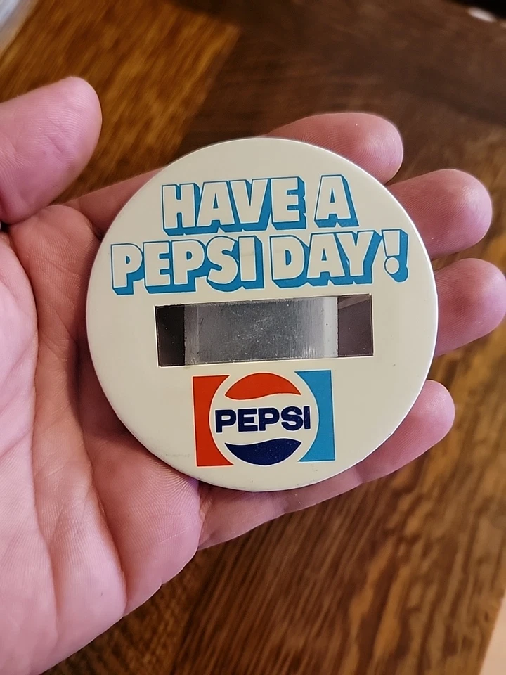 Vintage Pepsi Cola 3" Round Button Pin Name Tag Have a Pepsi Day w/ Name Window - Image 4 of 4