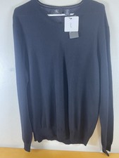 NWT CALVIN KLEIN Men's Italian Merino Wool Knit V-Neck Sweater Black Size Large
