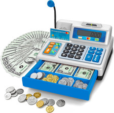 Calculator Cash Register - 103 Pcs Toy Cash Register, Store Set with Microphone,