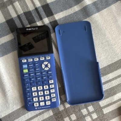 Texas Instruments TI-84 Plus Graphing Calculator Handheld LCD Blue w/ Cover
