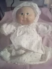 1978-1982 Cabbage Patch Preemie Baby Doll Green Eyes White Gown & Bonnet #16