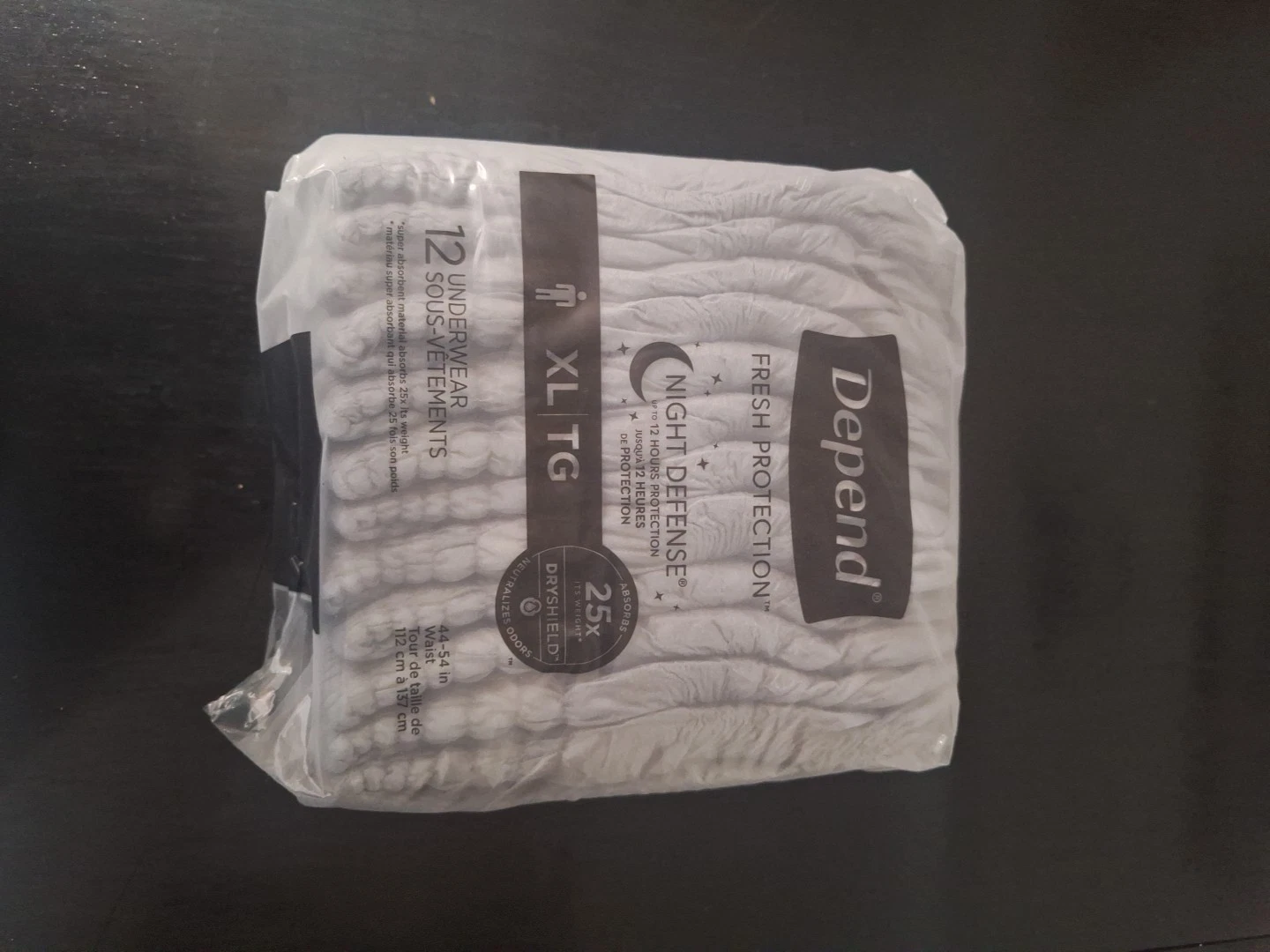 4 Packs Of 12 Count XL Depends Underwear, 44-54 In Waist