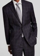 Michael Kors Men's Brown Plaid Wool Classic-Fit Jacket Pants 2-Piece Suit Sz 38R