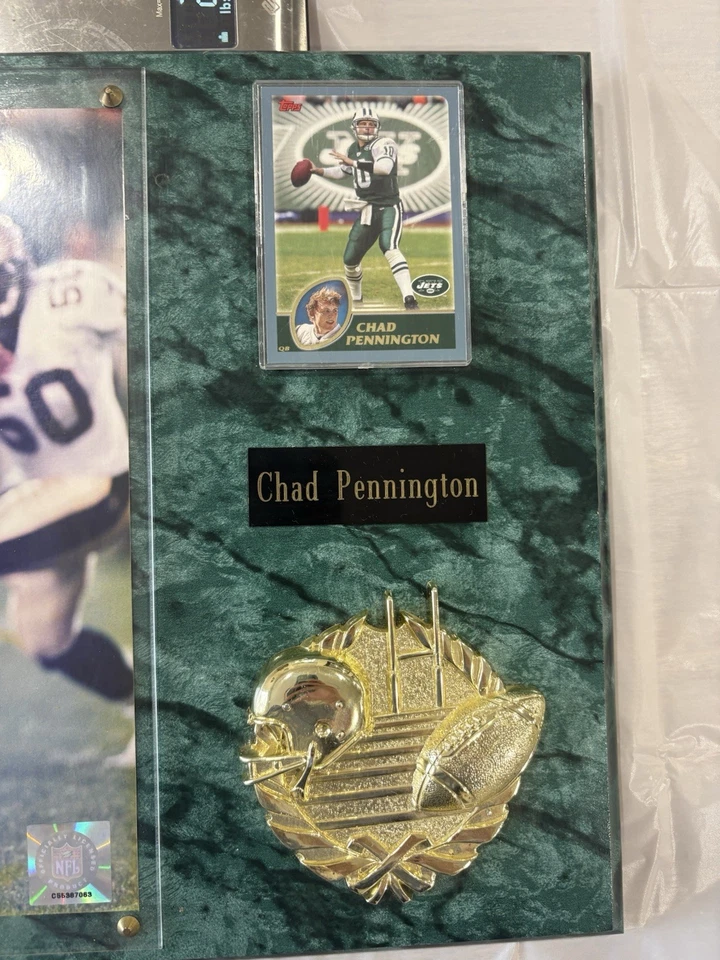 Placa autografiada con certificado de autenticidad de Chad Pennington New York Jets Foto 4 de 4