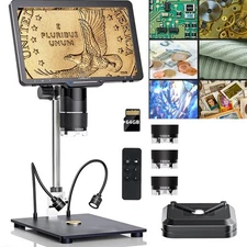 TOMLOV TriL110 3-Lens 2K Digital Soldering Microscope 2500x 10" Full Coin View
