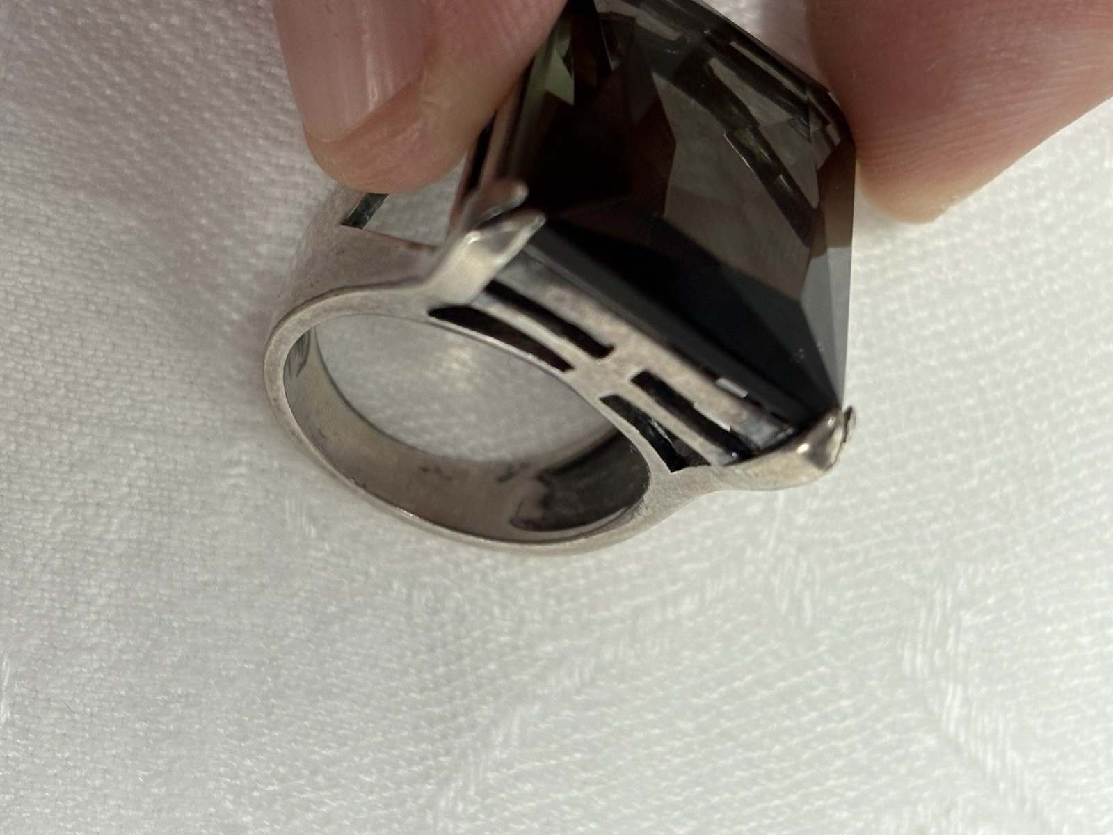 Chunky Green Stone Silver Ring - image 12