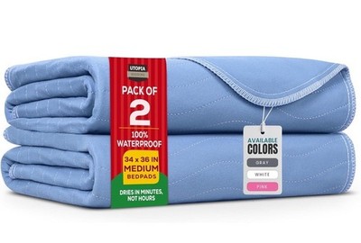 Utopia Bedding Washable Underpads 34'' x 36'' (Pack of 2) Waterproof Blue NEW