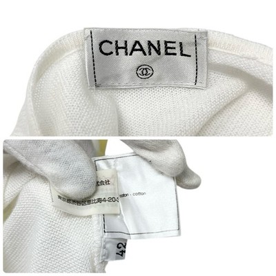 CHANEL ホワイト タンクトップ 42 CHANEL Vintage 00S CC Logo Knit Tank Top #42 Sleeveless White