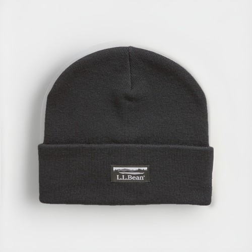 NWT L.L.Bean Black Knit Cuffed Beanie Hat OSFA Winter Outdoor Unisex