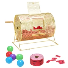 Raffle Drum Brass Plated Lottery Cage Holds 5000 Tickets/200 Bingo Balls